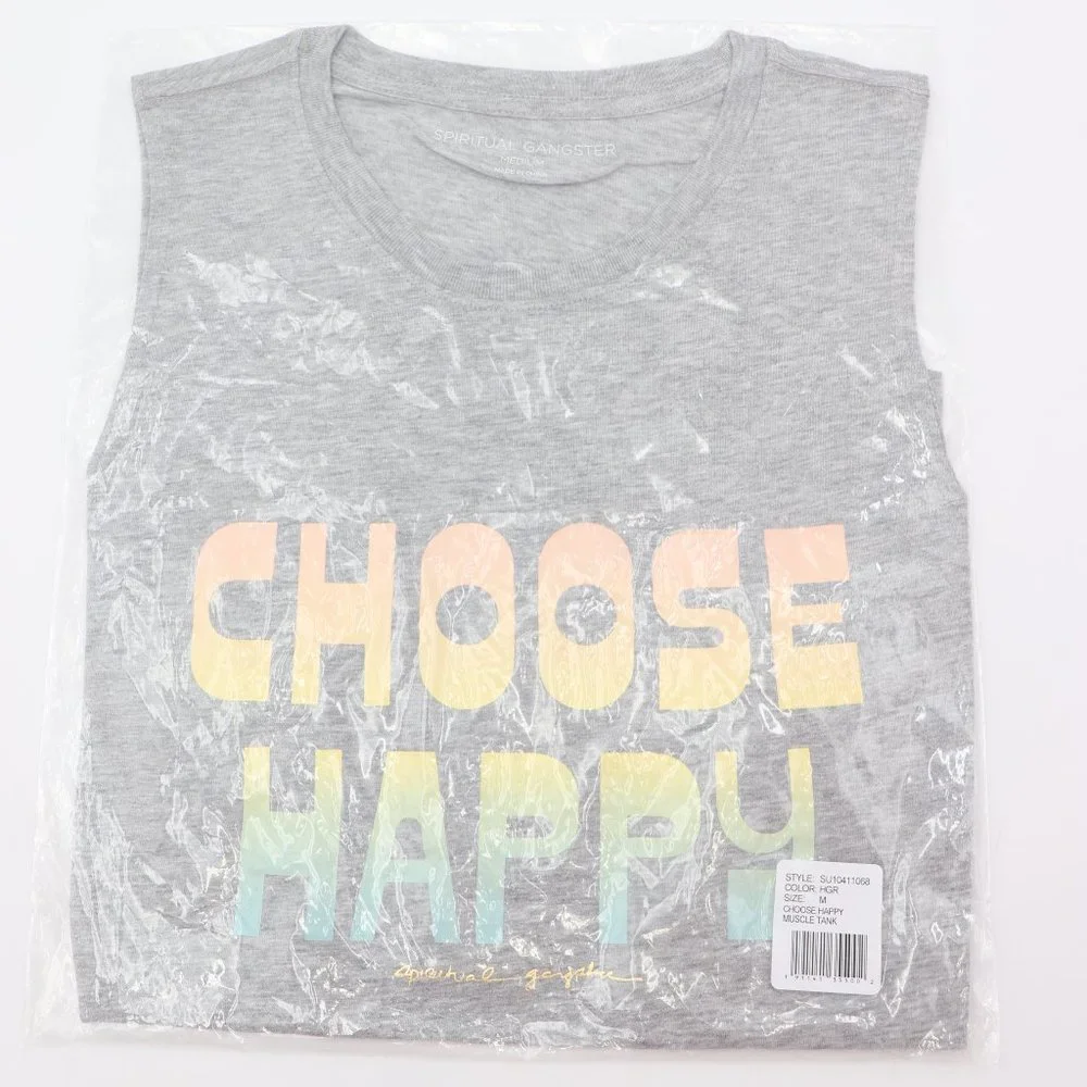 NWT Spiritual Gangster Choose Happy Muscle Tank - Picture 7 of 7